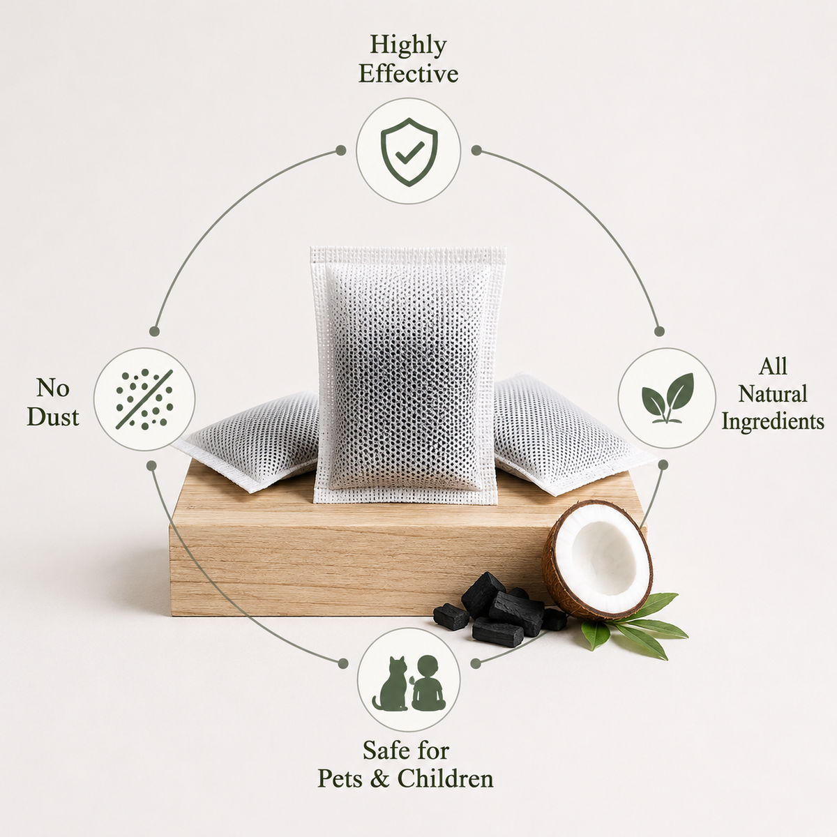 Activated Carbon Cat Litter Box Odor Absorbing Pouches