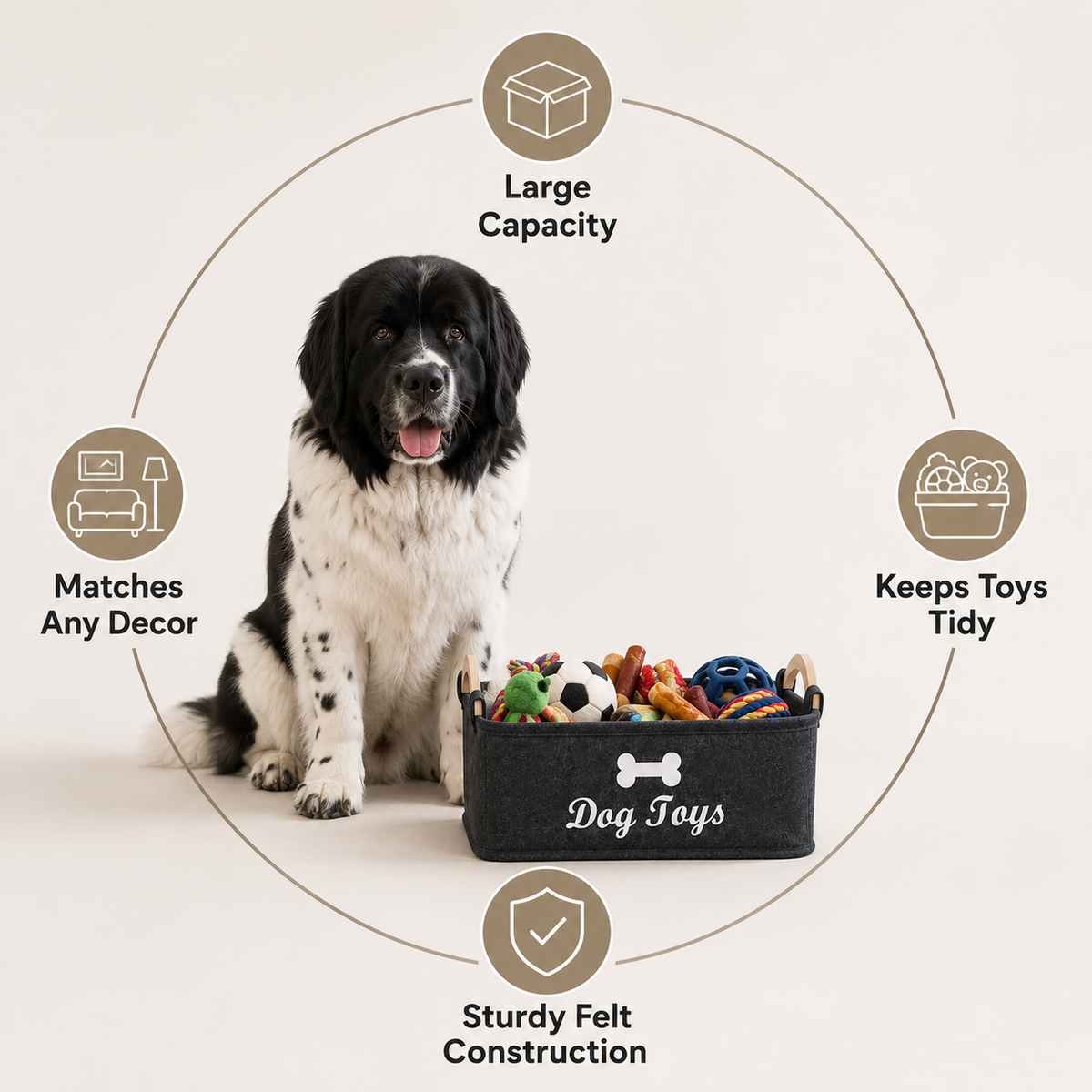 Decorative Dog Toy Storage Basket